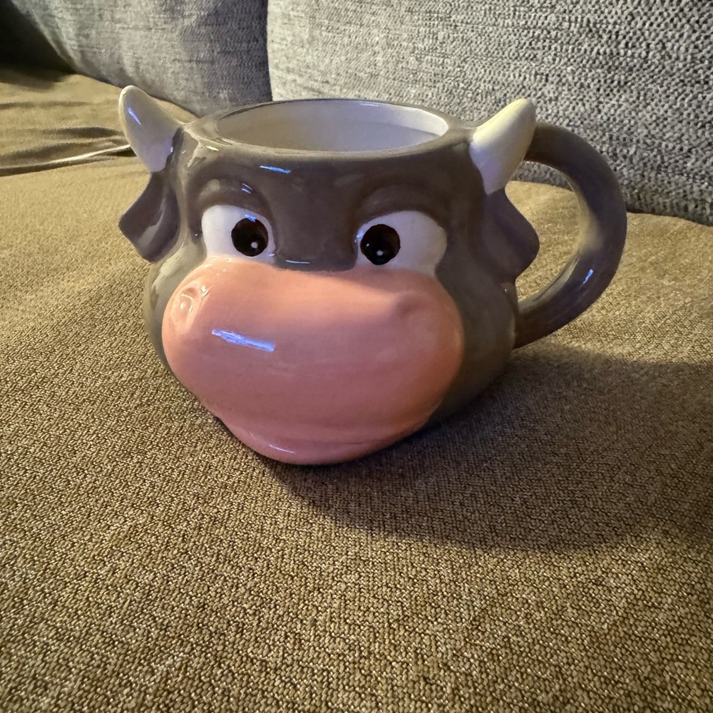 Gray and Pink Cow Mug